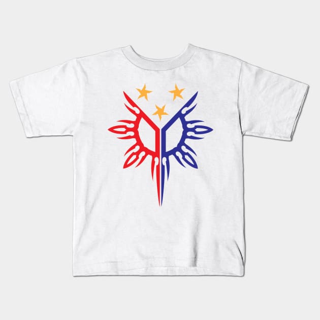 Tribal Philippines Filipino Sun and Stars Flag by AiReal Apparel Kids T-Shirt by airealapparel